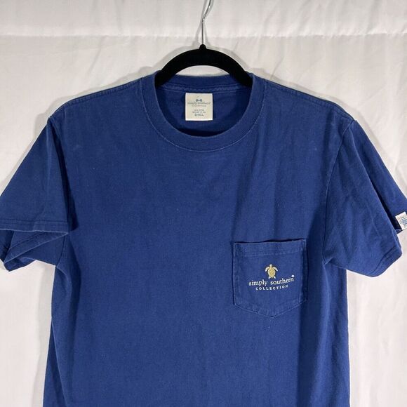 Simply Southern T Shirt Women's Small Blue Be Happy Print Short Sleeve Crew Neck - Picture 3 of 10